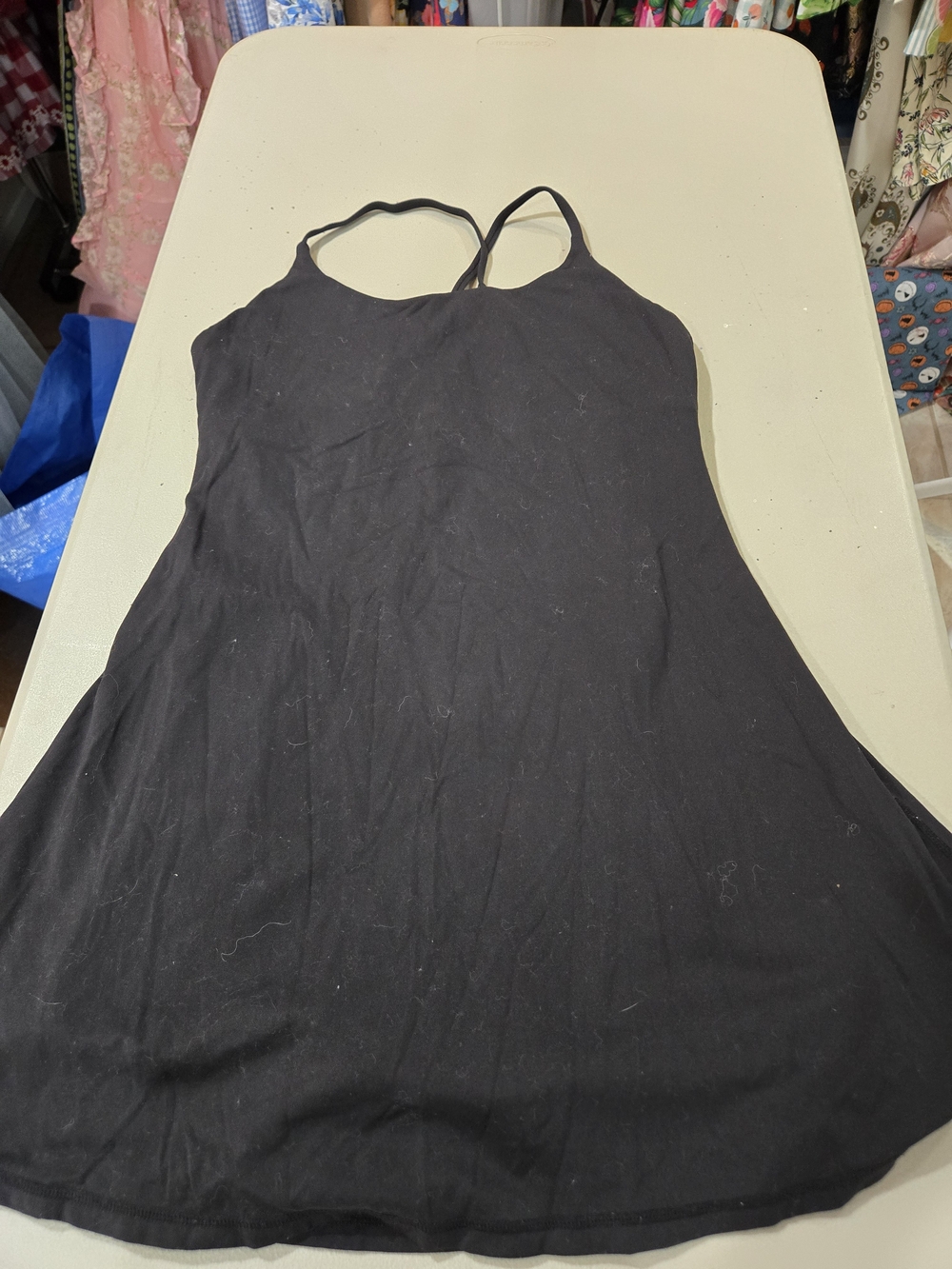 HALARA Black Mini Spaghetti-Strap A-Line Dress